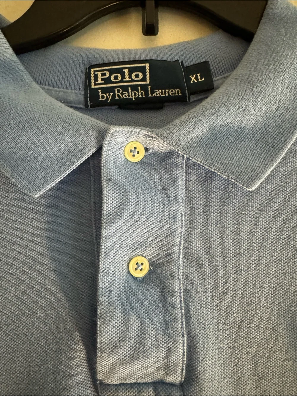 Vintage Ralph Lauren Polo Shirt in Light Blue with Green Logo Size XL